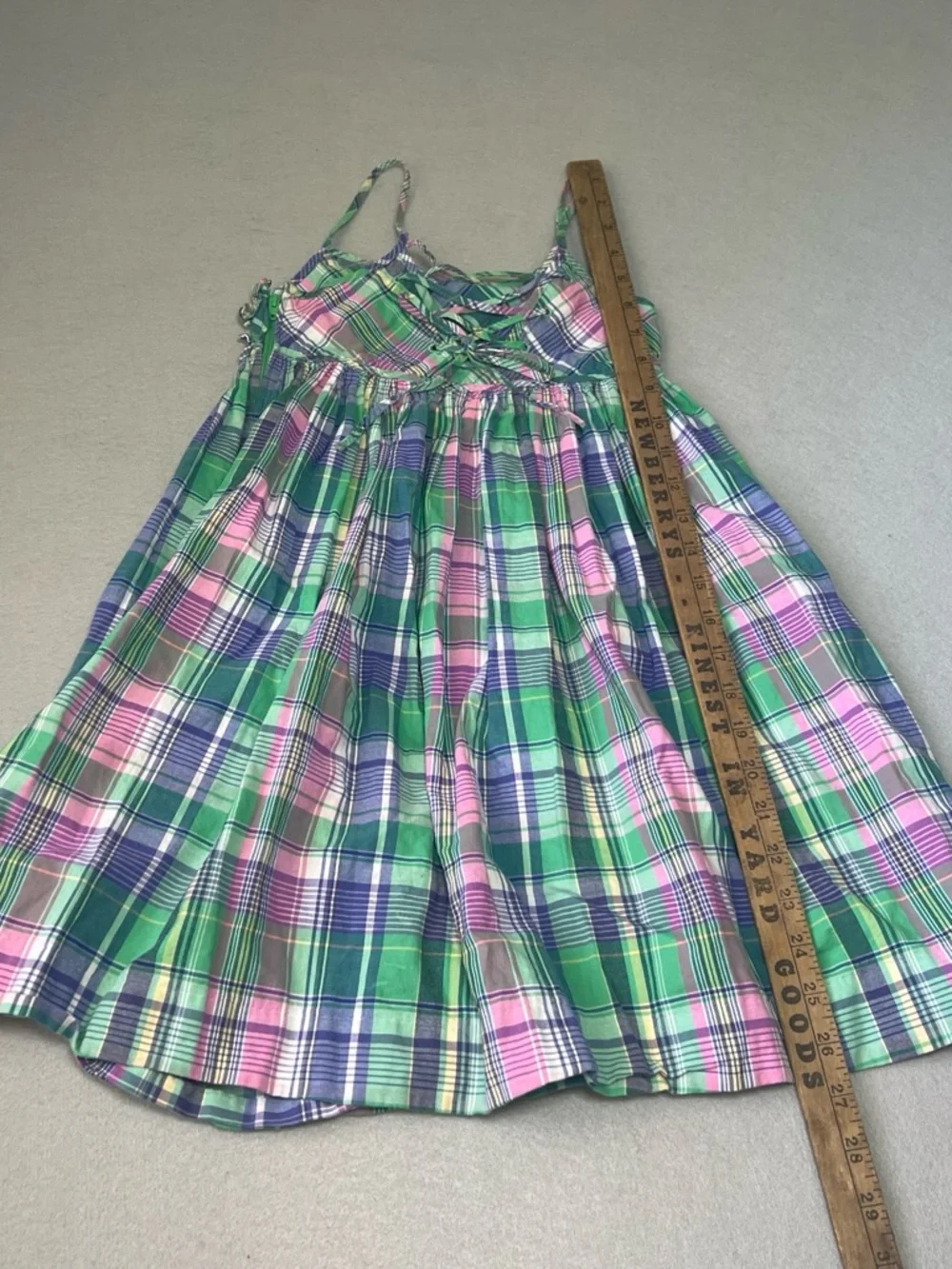 Ralph Lauren Girls Size 6 Cotton Green Pink Blue Plaid Sundress Back to School